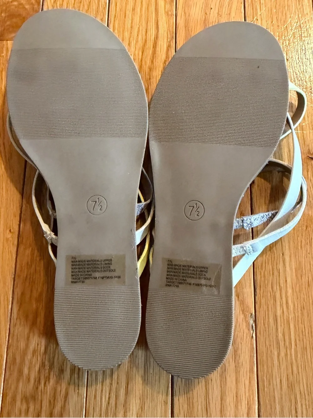 NWT A New Day Women's Sz 7.5 Pastel Strappy Sandals Light Blue & Pale Yellow
